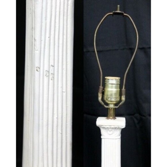 Vtg 50s 60's MCM White Cherub Angel Lamp Functioning Chalk ware Painted Plaster - Picture 5 of 11